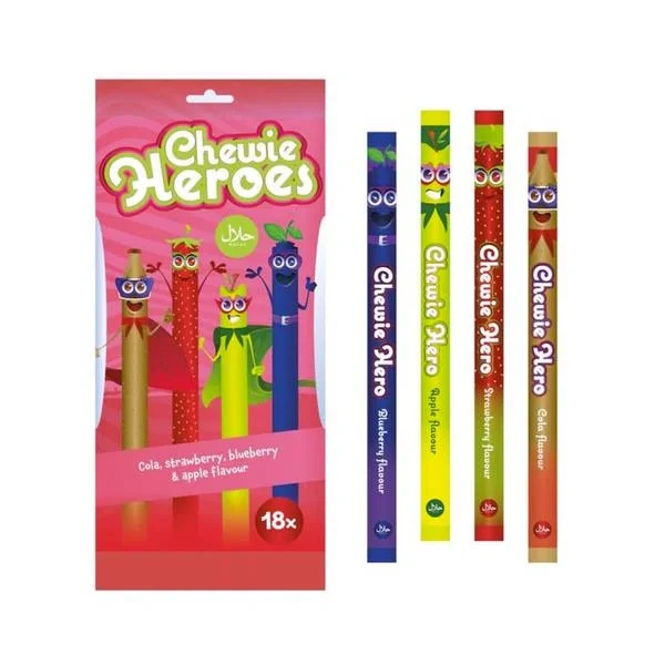 Chewy Heroes Candy Sticks - 18pk Sour