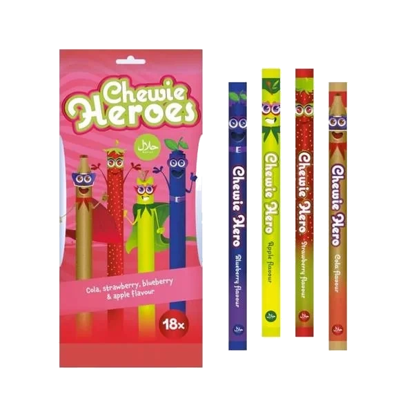 Chewy Heroes Candy Sticks - 18pk Sour