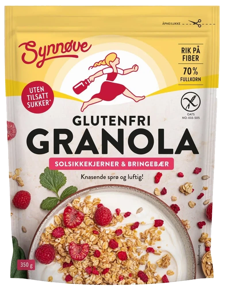 Glutenfri Granola Bringebær