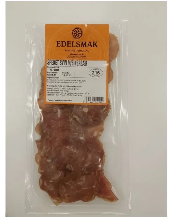 Speket Svin med Einebær Skåret 100 g