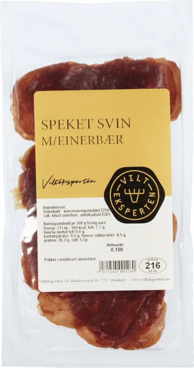 Speket Svin med Einebær Skåret 100 g