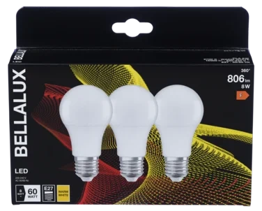 Led Lyspære cl A 60 Matt E27 3-pk
