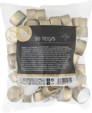 Telys Gullkopp 8 Timer 50stk Moda