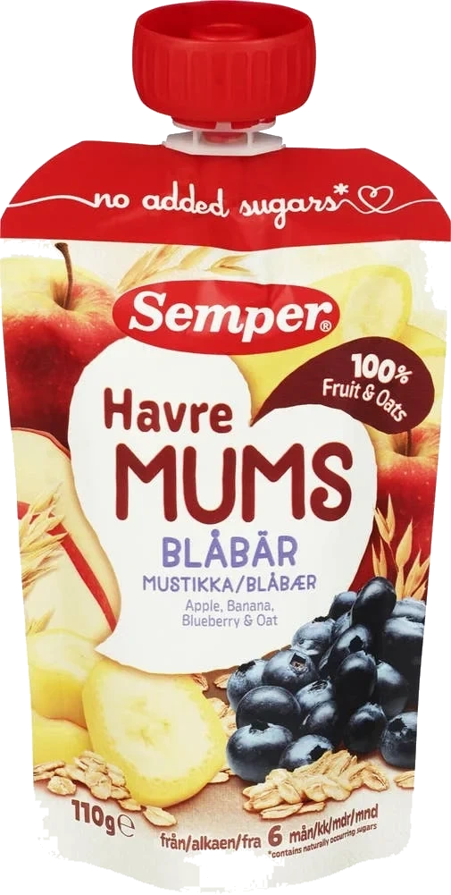 Fruktmums med havre og blåbær