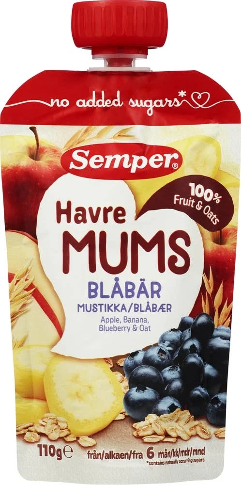 Fruktmums med havre og blåbær