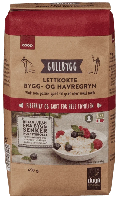 Coop Gullbygg Lettkokt Bygg Havregryn 650g
