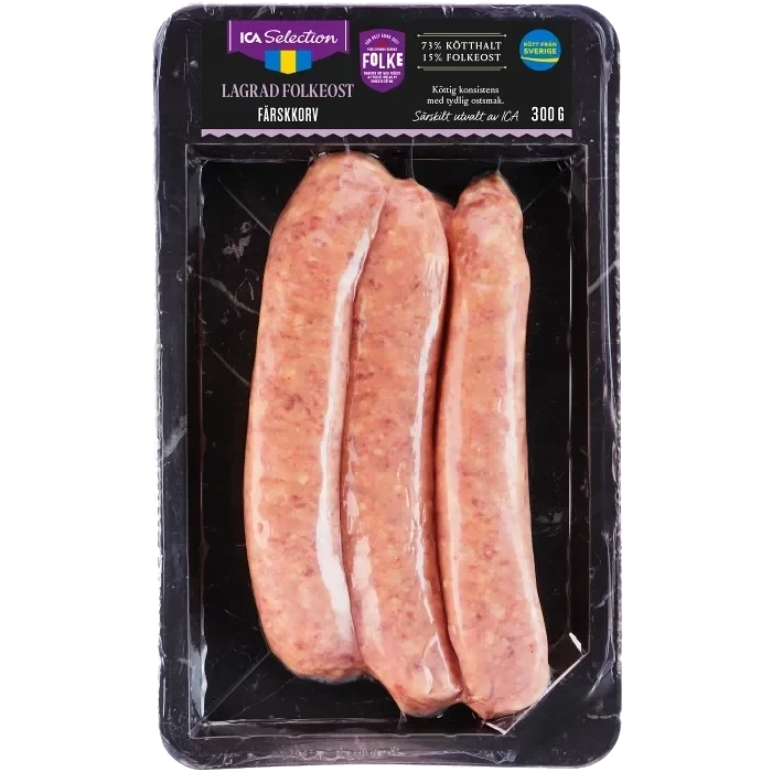Färskkorv lagrad Folkeost 300g ICA Selection