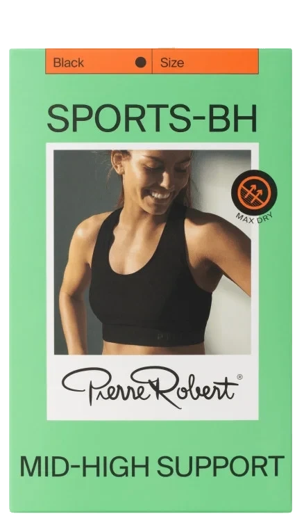 Sports Bra Mid High Black Xl Pierre Robert