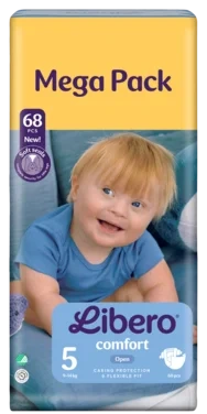 Libero Comfort 5 Mega Pack Åpen Bleie 9–14 kg, 68 Stk.