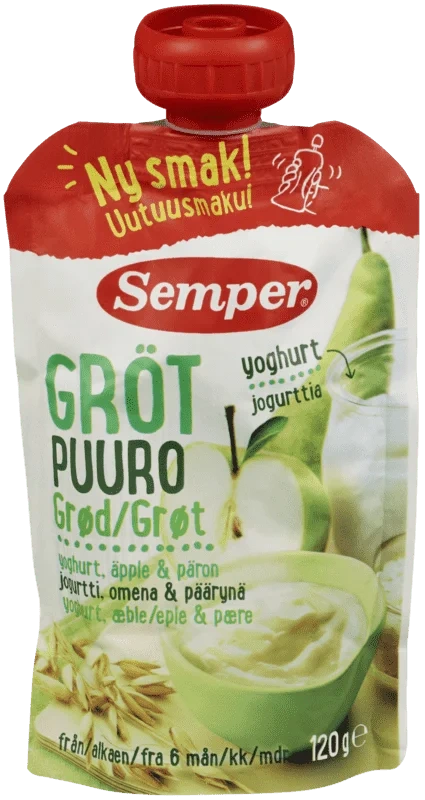 Senper Grøt Yoghurt, Eple og Pære 6md 120g
