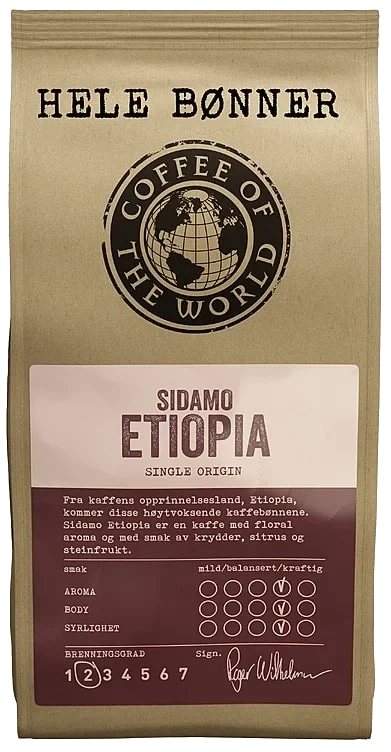 Sidamo Etiopia Hele Bønner 340g Cotw