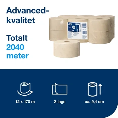 Tork Mini Jumbo Toalettrull Natur 12x170m T2