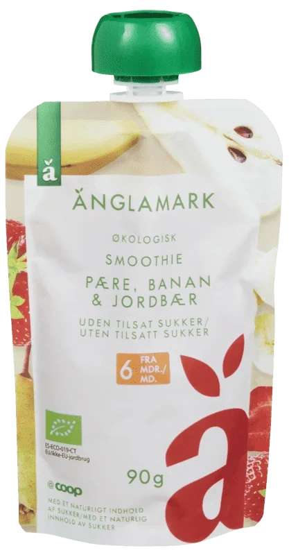 Änglamark Smoothie Pære,Banan & Jordbær 90g