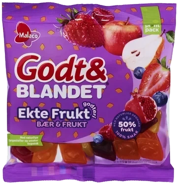 Malaco Godt&Blandet Ekte Frukt Bær&Frukt 140g