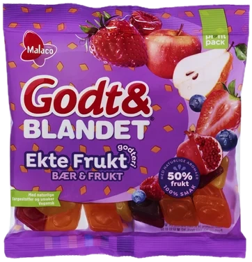 Malaco Godt&Blandet Ekte Frukt Bær&Frukt 140g