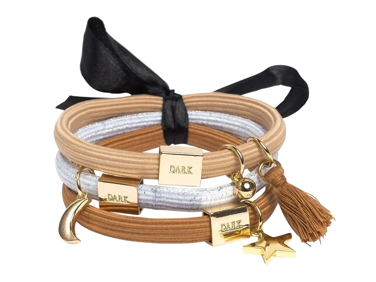 Dark Hair Ties 3 Pk Charm