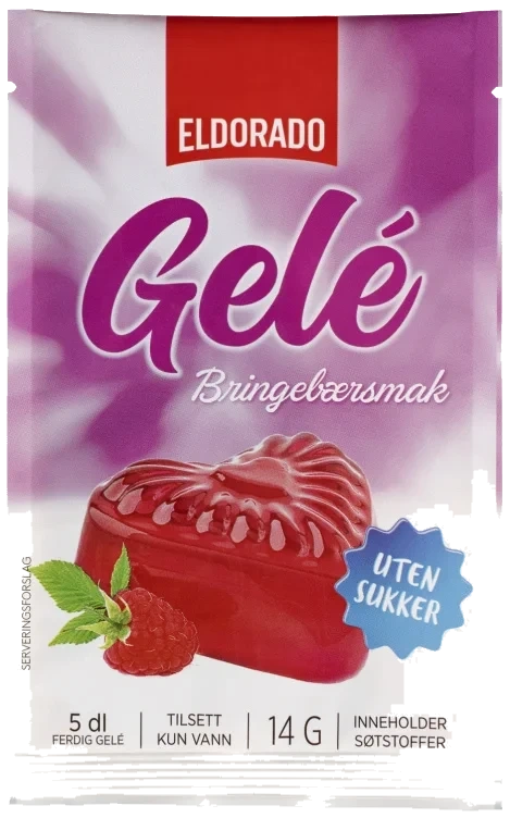 Bringebærgele u/Sukker 14g Eldorado