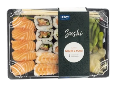 Sushi Fersk Maki og Nigiri Mix Brett 16 Bit Lerøy