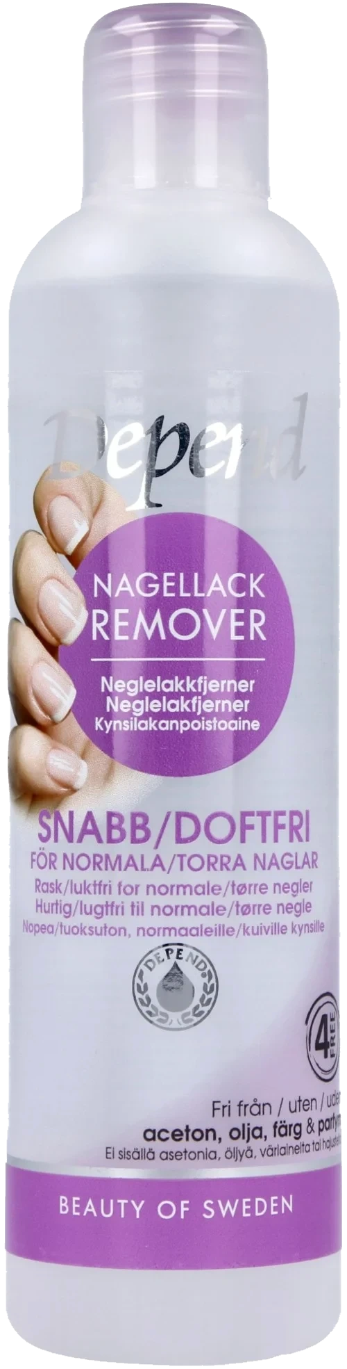 Depend Nagellackremover Snabb/Doftfri 250 ml