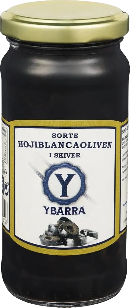 Sorte Hojiblancaoliven i skiver 230 g