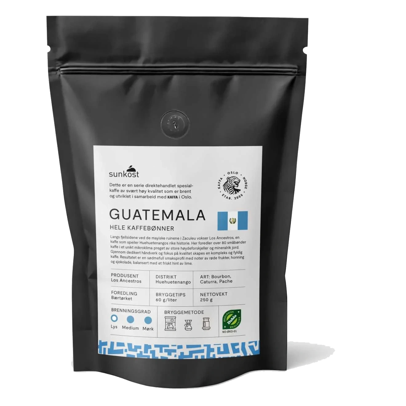 Kaffe Guatemala Hele Bønner Økologisk 250 g