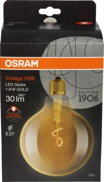 Led Lyspære 1906 Globe 125 E27 1,8 W Spiral Klar Gold
