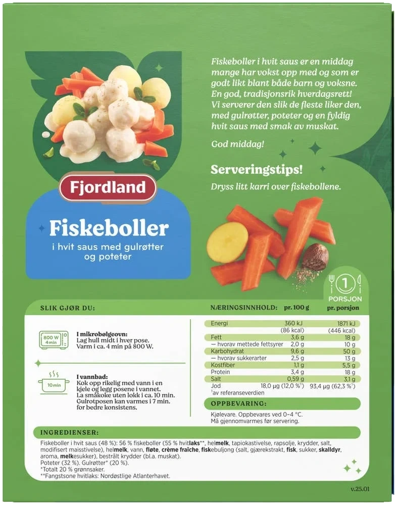 Fiskeboller i hvit saus