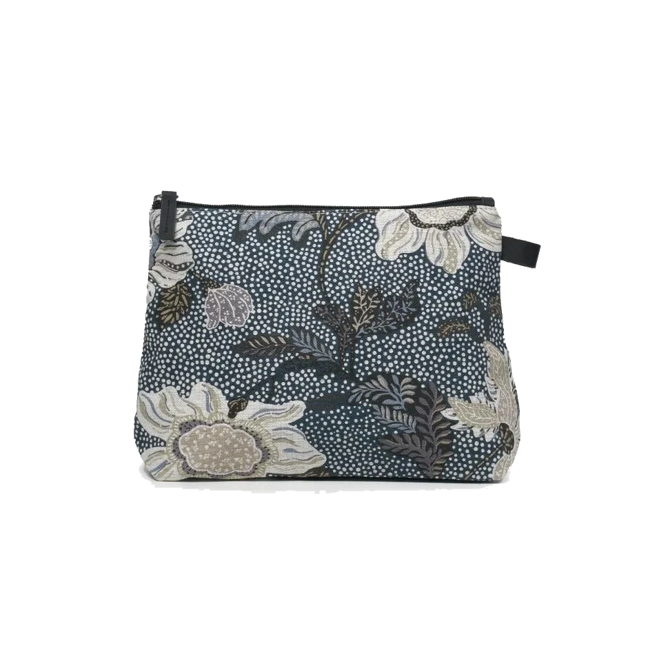 Ceannis Cosmetic Medium Denim Blue Flower Linen