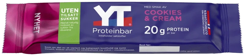 Tine YT Proteinbar Cookies & Cream 50g