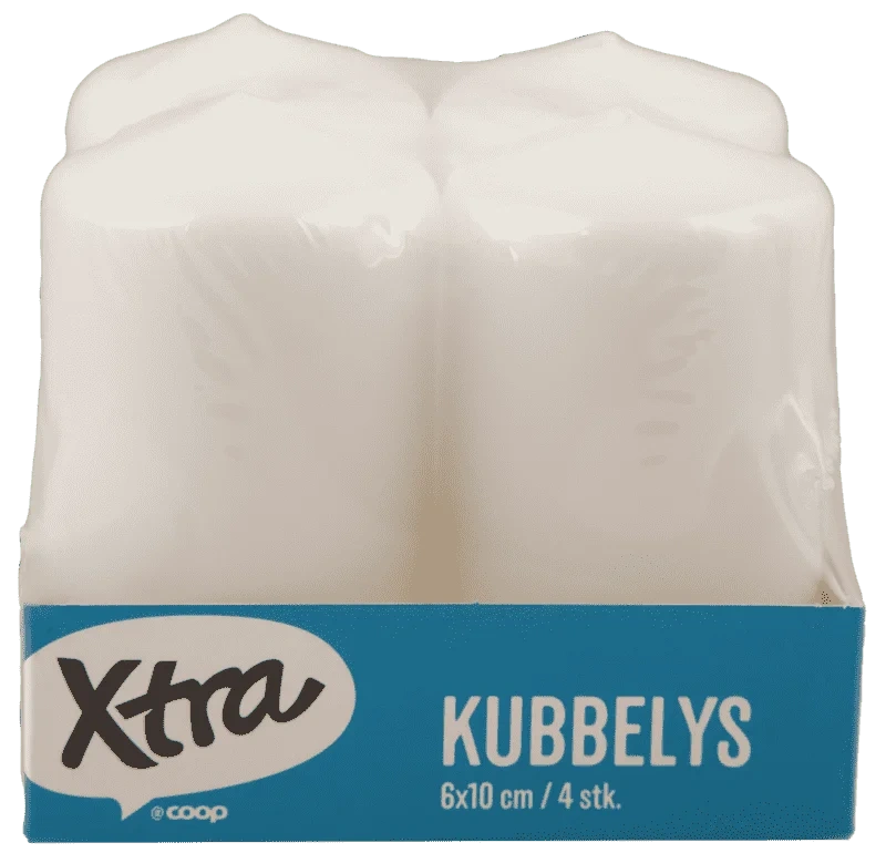 Kubbelys 6x10cm 4stk Hvit X-tra