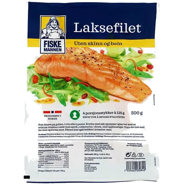 Laksefilet 500g U/ Skinn&ben Fiskemannen