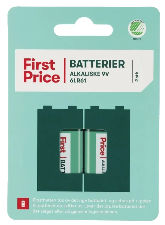 Batteri 9v 2stk First Price