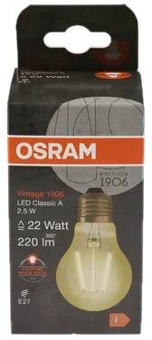 Led Vintage 1906 Classic A 22 Non-dim Klar Gullfarget E27