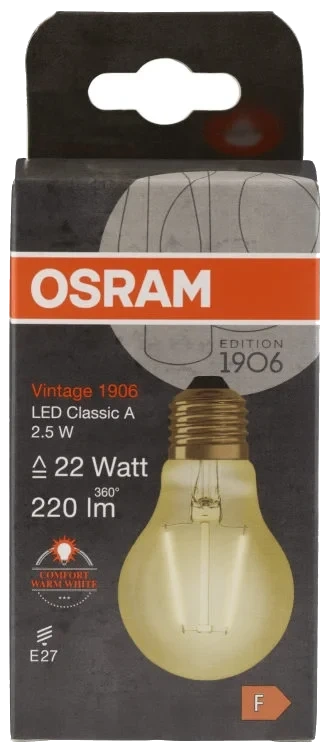 Led Vintage 1906 Classic A 22 Non-dim Klar Gullfarget E27