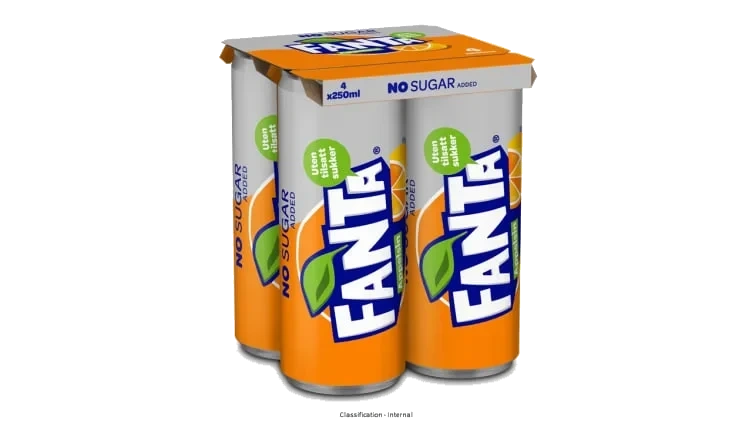 Fanta Appelsin u/Sukker 0,25lx4 boks