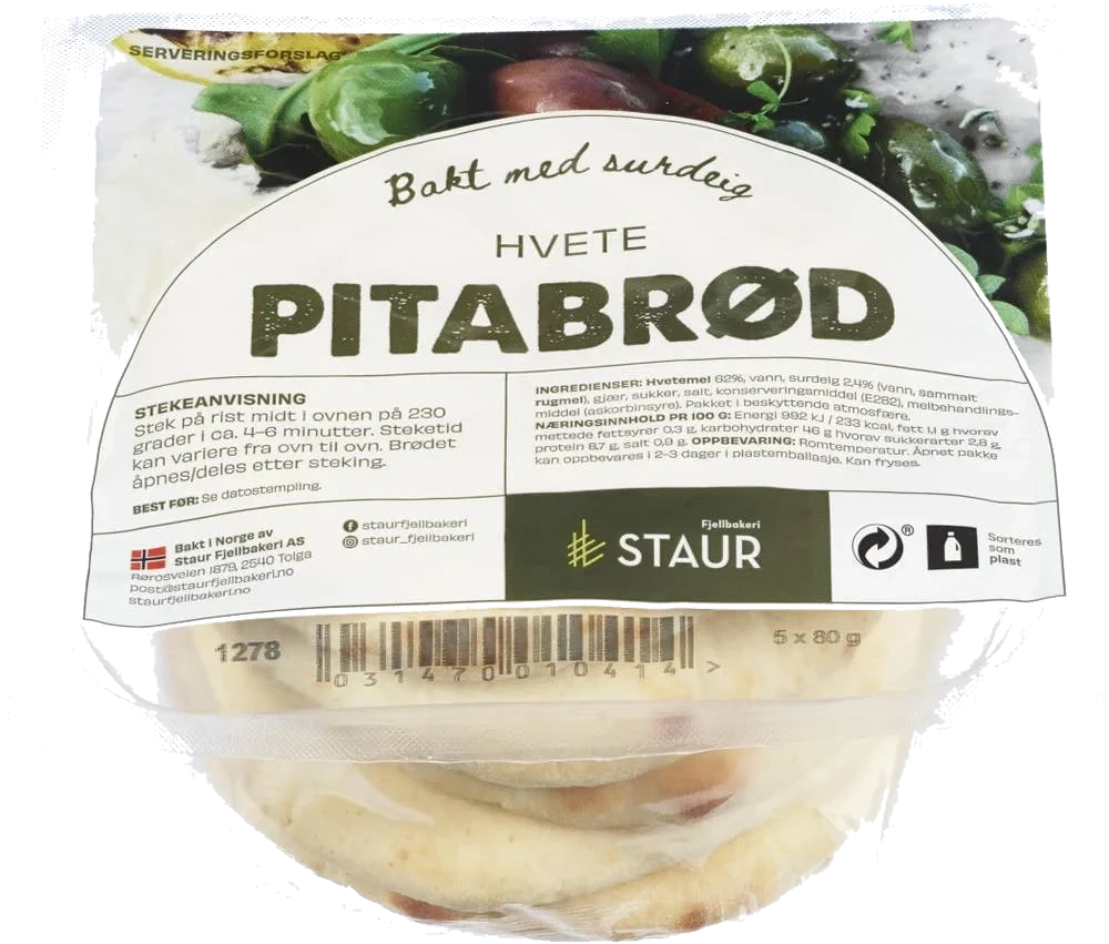 Pitabrød hvete, ca 15 cm