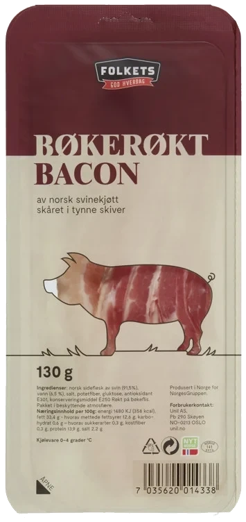 Bacon Bøkerøkt skivet 130g Folkets