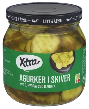 Agurker i Skiver 490g X-tra