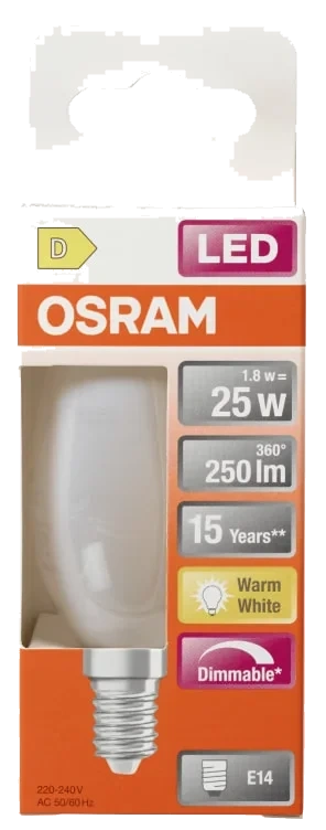 Lyspære Led Cl B 25 Matt E14 827 Dim Osram