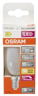 Lyspære Led Cl B 25 Matt E14 827 Dim Osram