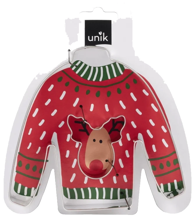 Pepperkakeform Ugly Sweater Reinsdyr 1stk Unik