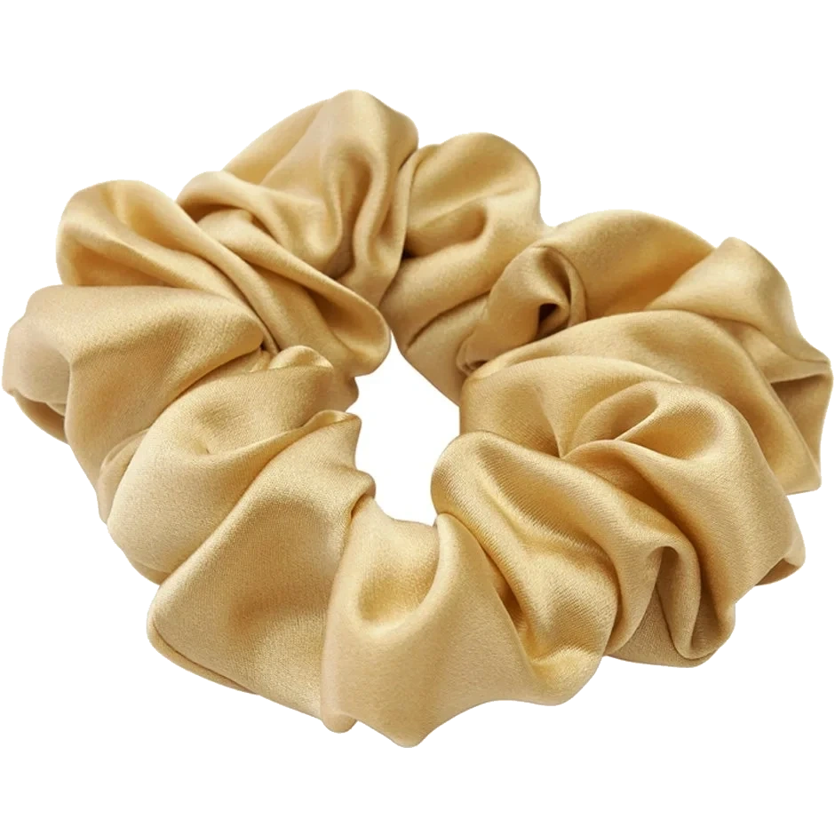 Lenoites Mulberry Silk Scrunchie Gold