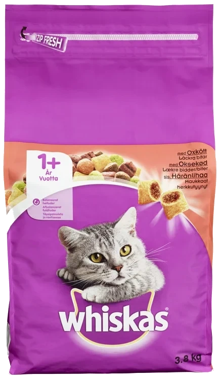 Whiskas Oksekjøtt 1+ 3,8kg