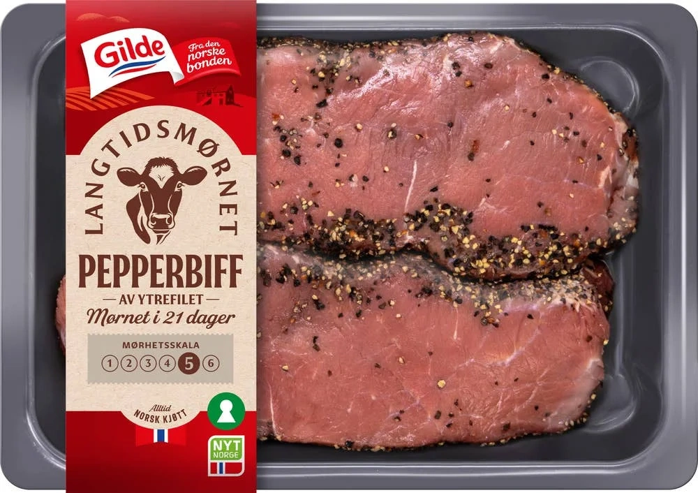 Storfe pepperbiff skivet