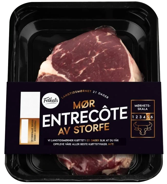 Storfe Entrecote skivet Ca350g Folkets