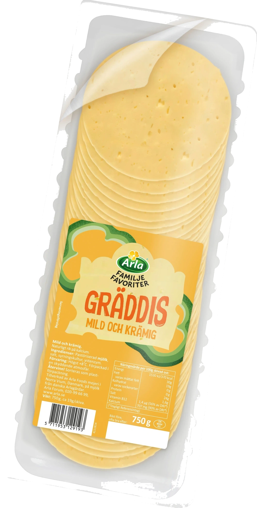 Familjefav Gräddis skivad ost 30% 750g