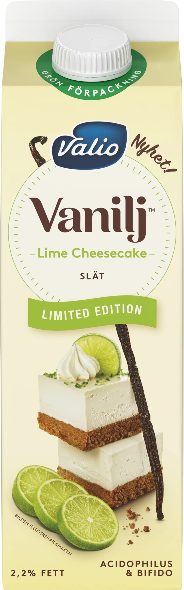 Vaniljyoghurt Lime cheesecake
