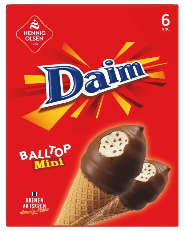 Daim Balltop Mini 6 Stk, Fløteis