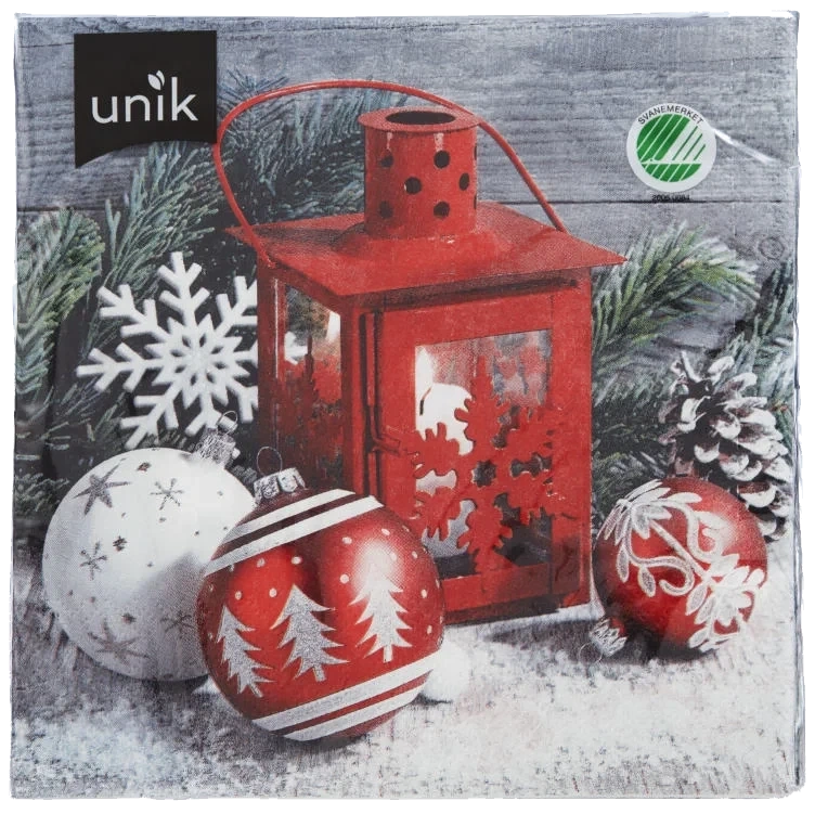 Serviett Julelykt &Julekuler 20stk Unik