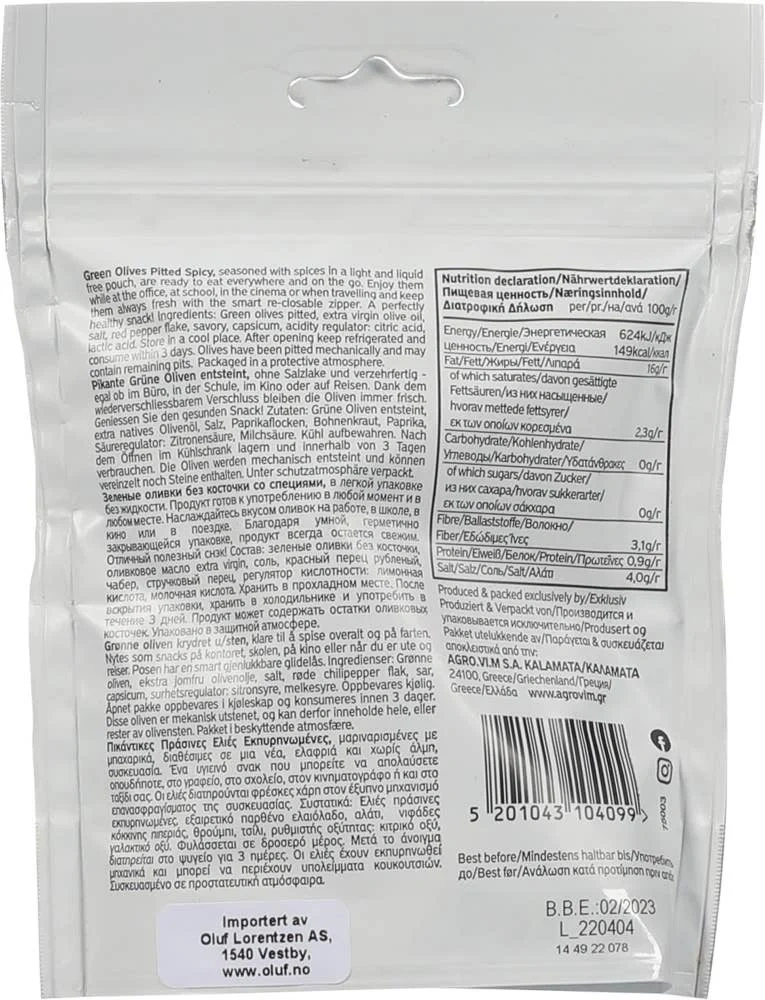 Grønne oliven med chili